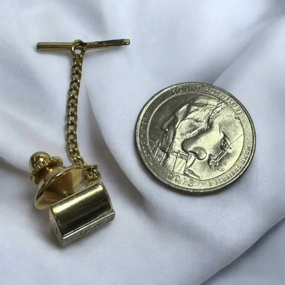 Vintage CHRISTIAN DIOR Gold Plates Men’s Tie Tack, Tie Clasp, Tie Pin - Picture 2 of 2